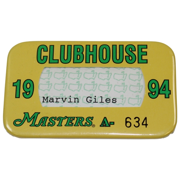 1994 Masters Tournament Clubhouse Badge #A-634 - Marvin Giles