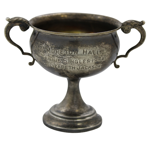 1934 Morton Hall Tennis Singles Sterling Silver Trophy Cup Won By Elizabeth Jackson