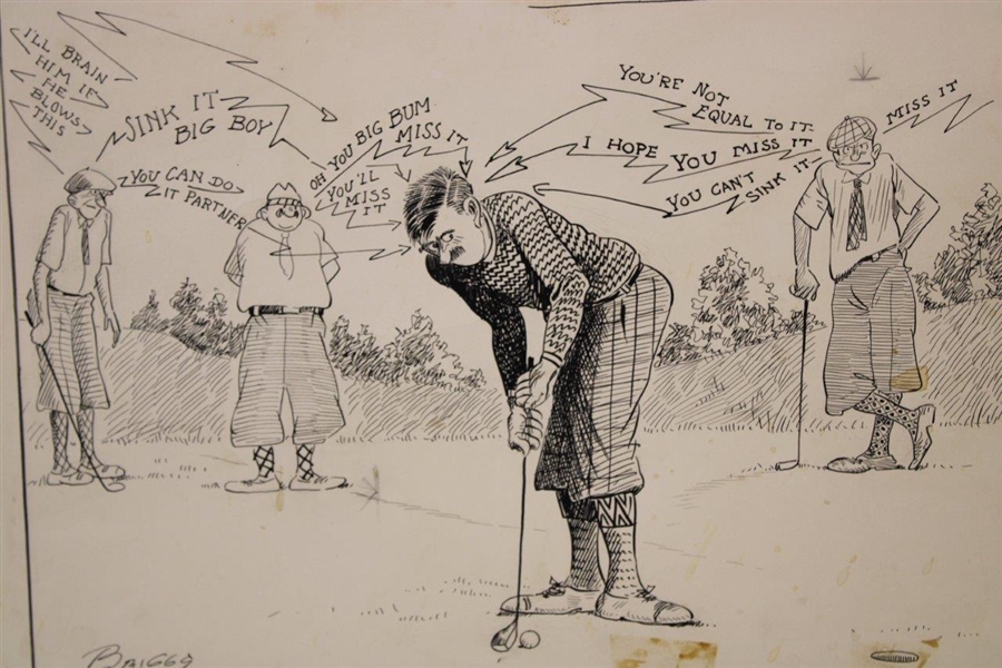 Original Clare Briggs Pen & Ink 'Radio Golf' Cartoon For New York Tribune - March 22, 1925