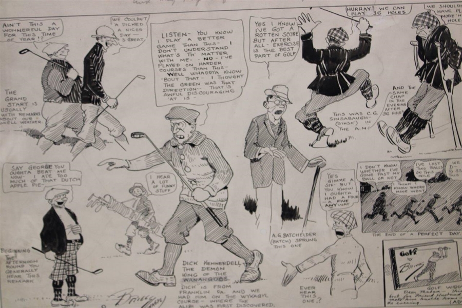 Original Clare Briggs Pen & Ink 'And They Say Golf Isn't A Talking Game' Cartoon Featuring 'Golf' Book Depiction Illustration