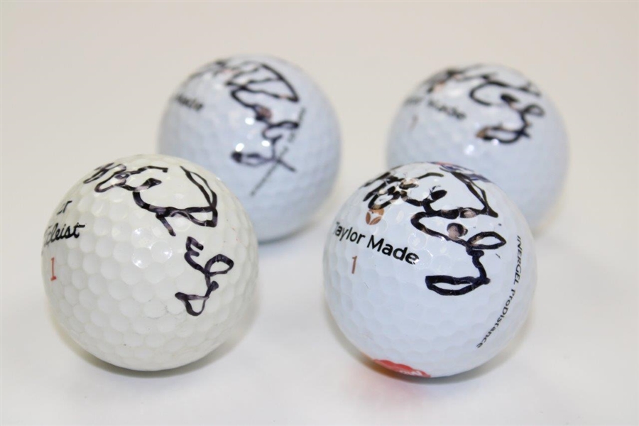 Four (4) Suzy Whaley Signed Golf Balls - PGA Tour Logo (3) & Titleist (1) Logo JSA ALOA