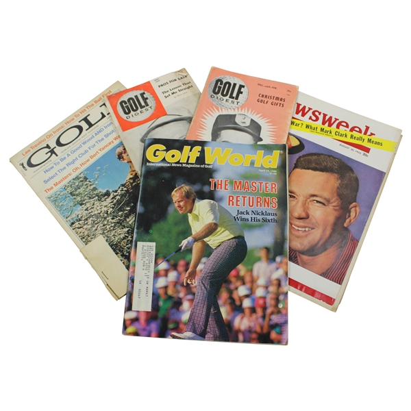1986 Golf World Magazine with 1957 & 1959 Golf Digest, 1954 Newsweek, & 1971 Golf Magazine