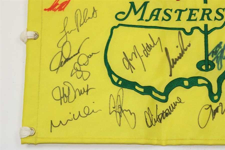 Multi-Signed 1999 Masters Embroidered Flag - Langer, Price, Weir, Sutton, & others JSA ALOA