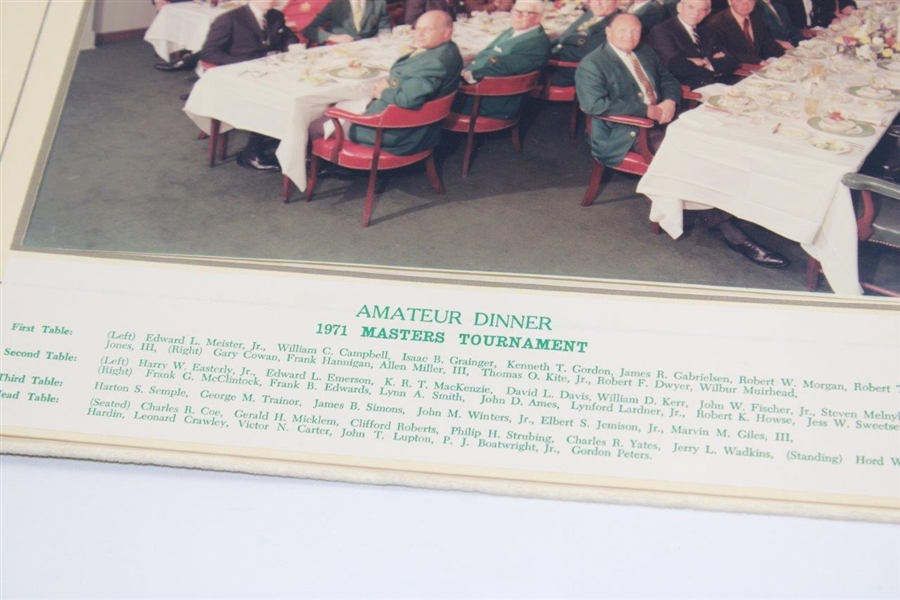 Vinny Giles' Augusta National Golf Club 1971 Masters Tournament Amateur Dinner Photo in Folder