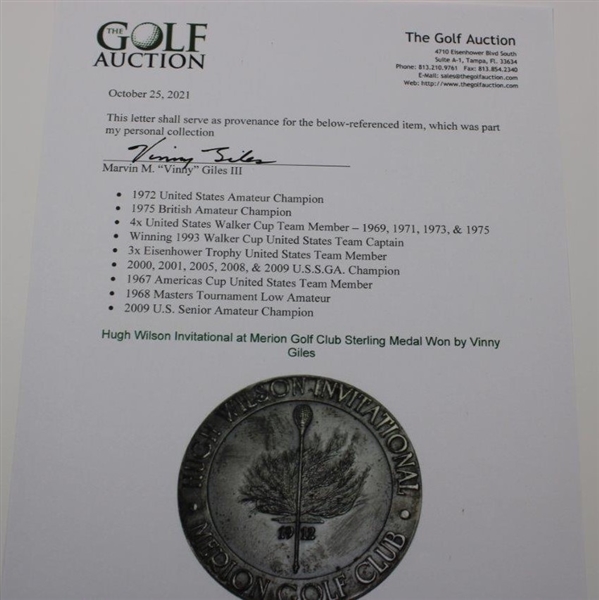 Hugh Wilson Invitational at Merion Golf Club Sterling Medal Won by Vinny Giles 