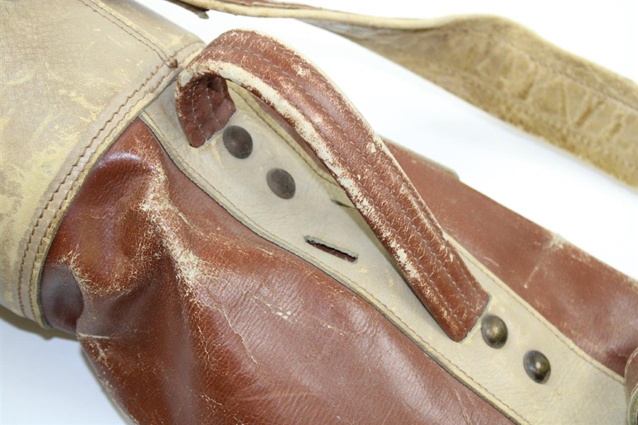 Vintage Tan & Brown Canvas & Leather Golf Bag