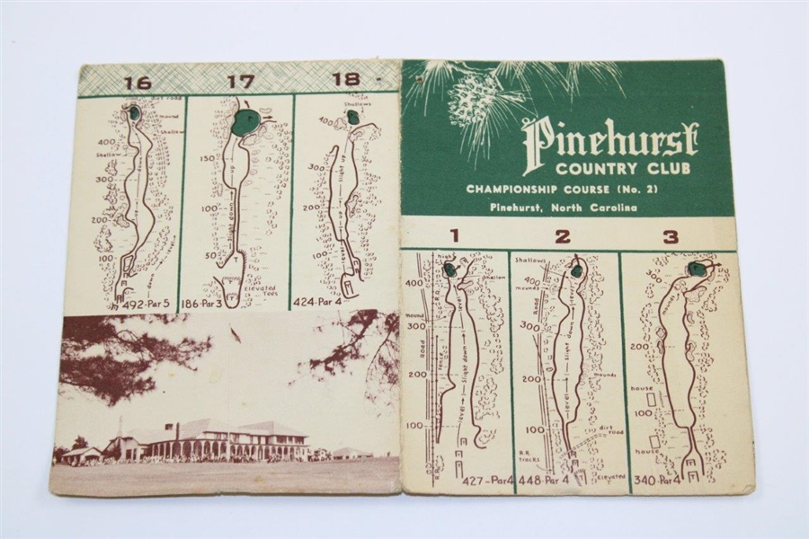 Vintage Pinehurst Country Club No. 2 Course Official Foldout Scorecard