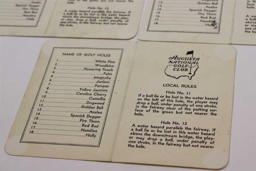 Group of Four (4) Augusta National Golf Club Official Scorecards