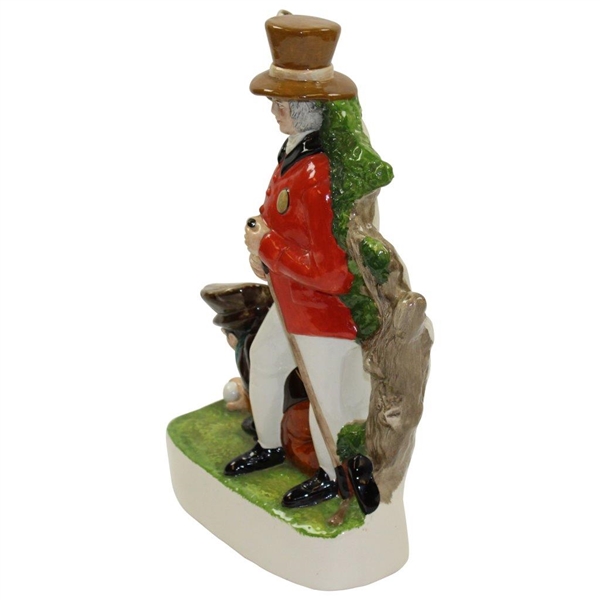 Classic Red Coat Golfer & Caddie Porcelain Statue - Unmarked