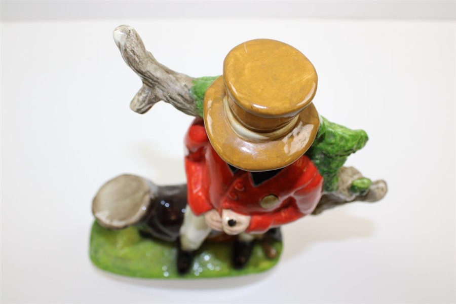 Classic Red Coat Golfer & Caddie Porcelain Statue - Unmarked