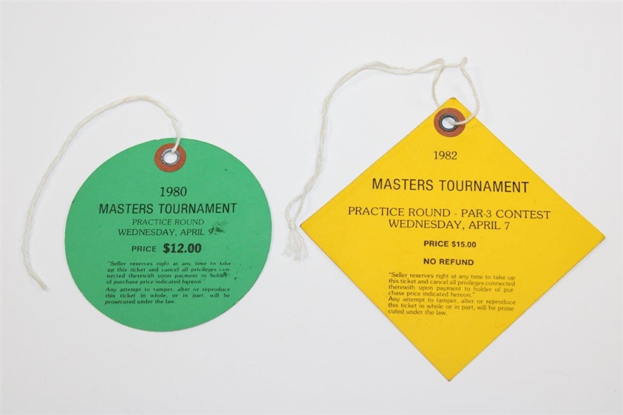 1980 & 1982 Masters Tournament Wednesday Tickets #05941 & 09039 - Par 3 Contest