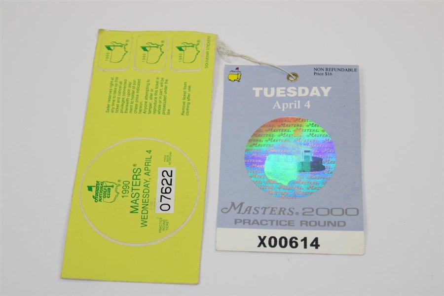 Ray Floyd Signed 1996 Masters Ticket with Five Practice Round Tickets & 1990 Parking Sticker JSA ALOA 