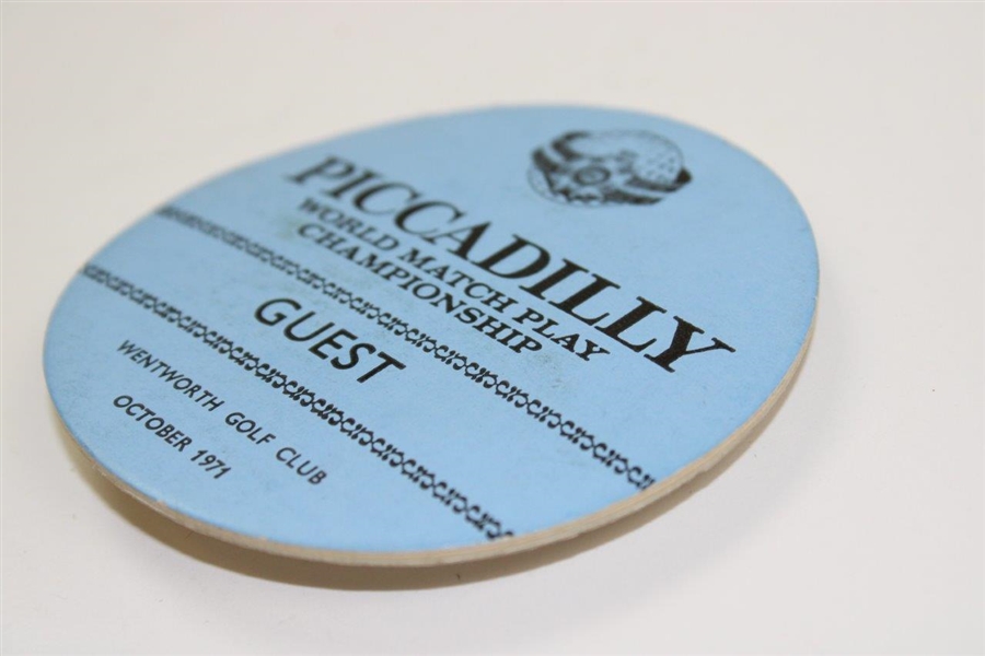 Charles Coody's 1971 Piccadilly World Match Play Championship at Wentworth GC Guest Badge