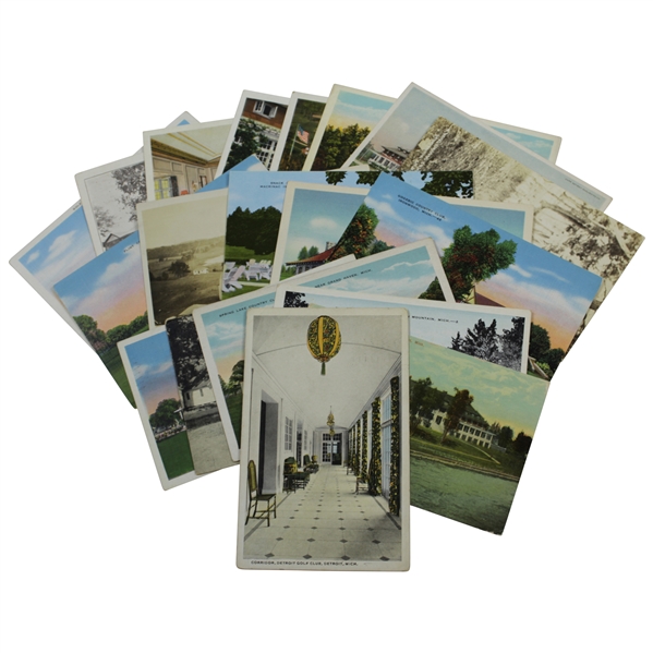 Lot of Nineteen (19) Michigan Antique Golf Postcards