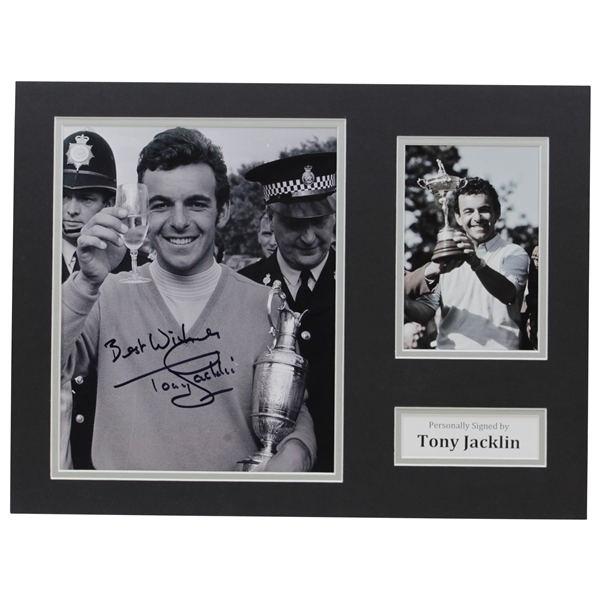 Tony Jacklin Signed 1969 The OPEN Claret Jug Photo Matted Display JSA ALOA