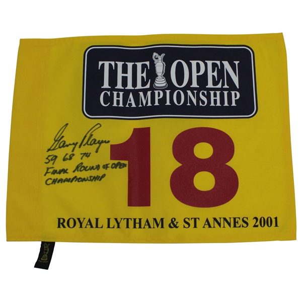 Gary Player Signed 2001 The OPEN at Royal Lytham Flag with Years Won & 'Final' JSA ALOA