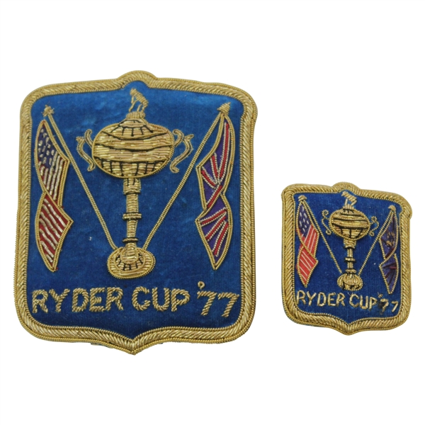 Henry Poe's 1977 Ryder Cup Large & Small Blue Bullion Crests