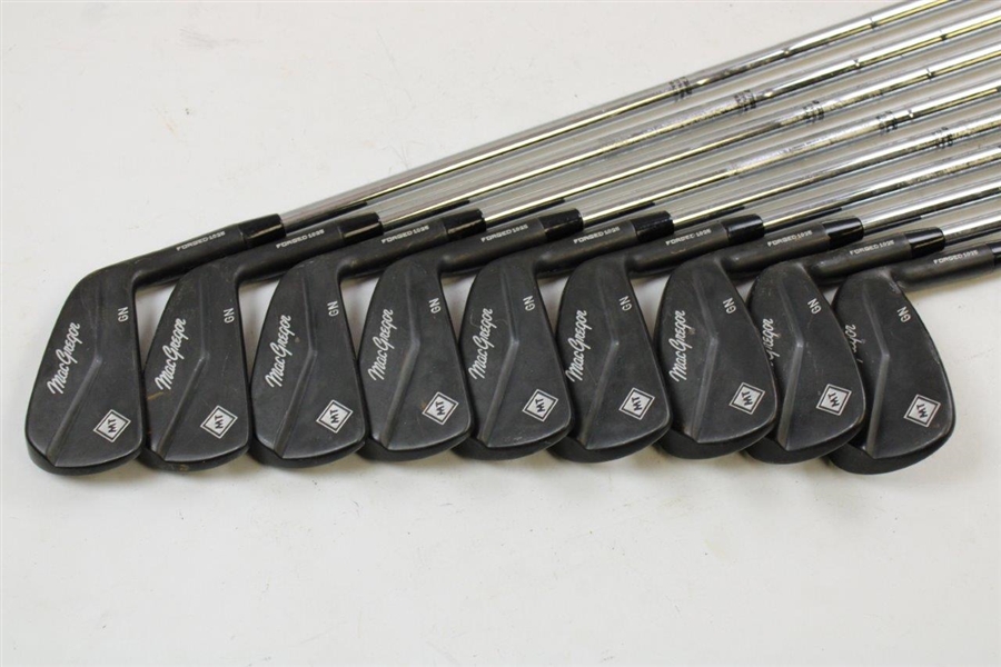 Greg Norman's Personal Used Set of Black MacGregor MT 'GN' Forged 1025 Irons 2-PW