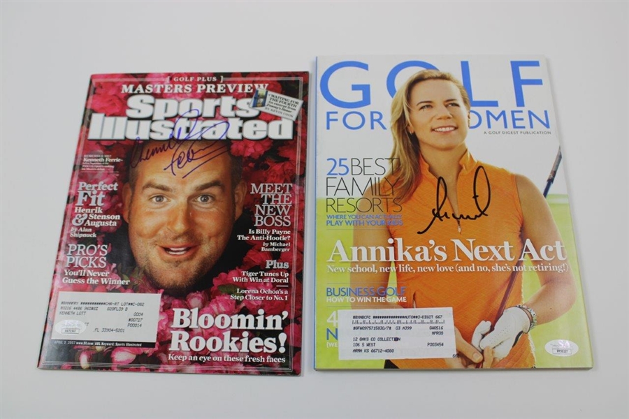 Annika Sorenstam Signed Golf For Men Magazine JSA #PP58207, Chad Campbell Signed 2003 Sports Illustrated JSA #PP58513, Kenneth Ferrie Signed 2007 Sports Illustrated JSA #NN70560, And Chad Campbell Si