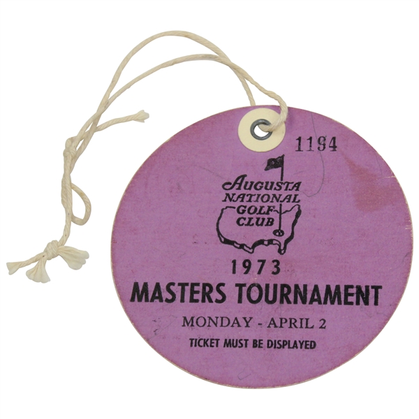 1973 Masters Tournament Monday Ticket #1194