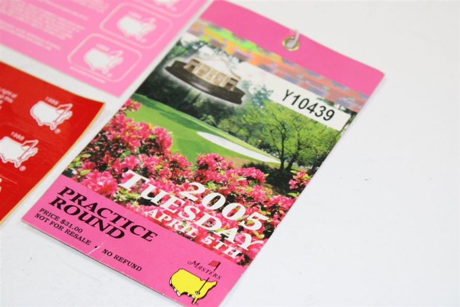 1988 & 1994 Masters Parking Passes with 2005 Masters Tuesday Practice Round Ticket #Y10439