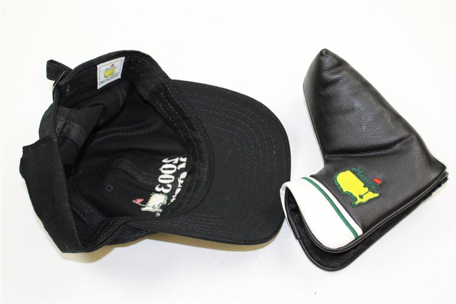 Black & White Masters Putter Head Cover with 2003 Masters Dated Black Caddy Hat - Unused