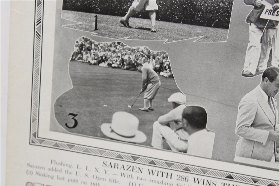 1932 'Sarazen with 286 Wins the US National Open' Picturegrams Page - June 29th