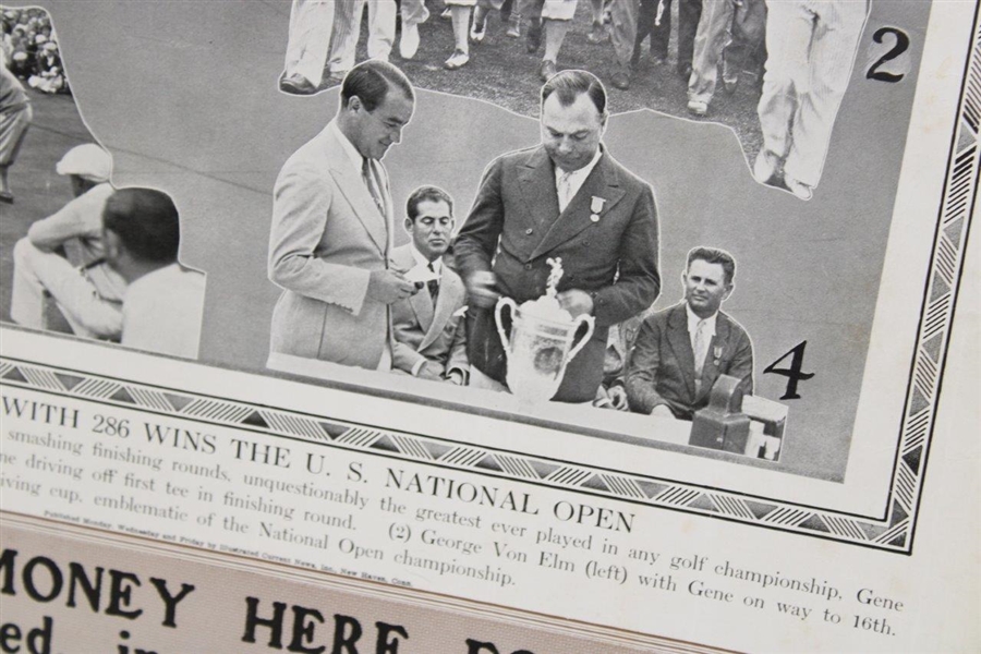 1932 'Sarazen with 286 Wins the US National Open' Picturegrams Page - June 29th