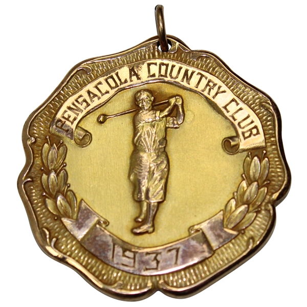 1937 Pensacola Country Club Gold Filled Medalist Medal Won by Lt. W. K. Lanman U.S.N.