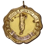 1937 Pensacola Country Club Gold Filled Medalist Medal Won by Lt. W. K. Lanman U.S.N.