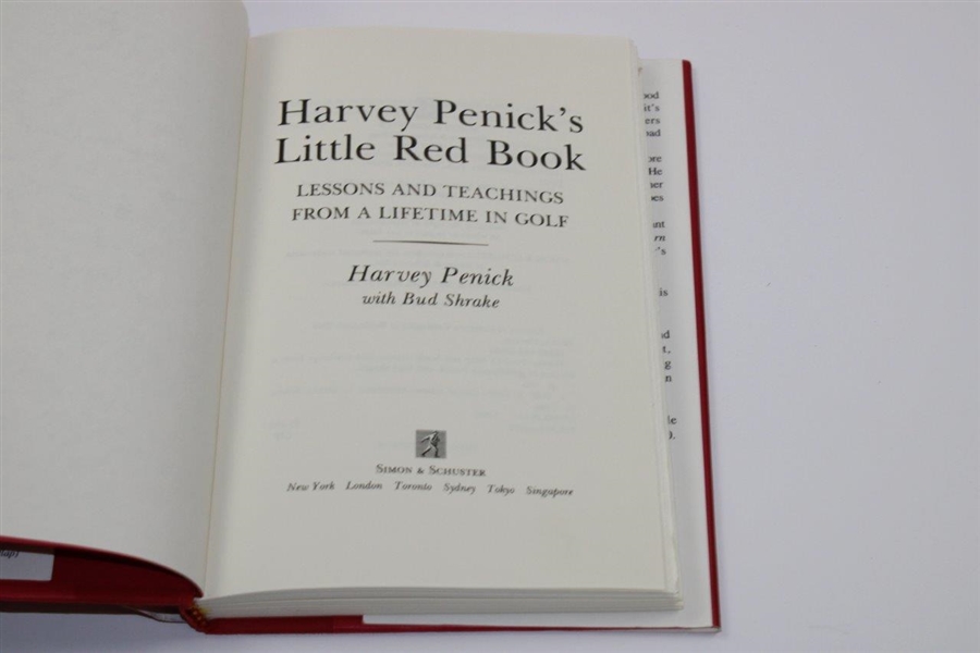 Harvey Penick Signed 1992 'Harvey Penick's Little Red Book'  with Inscription & Paper JSA ALOA