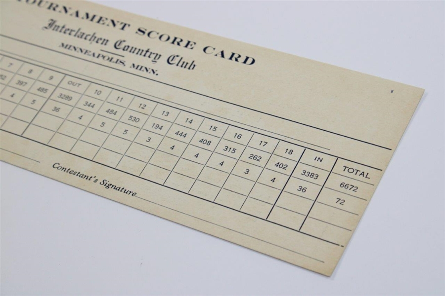 1930 US Open at Interlachen Country Club Official Scorecard - Jones Grand Slam