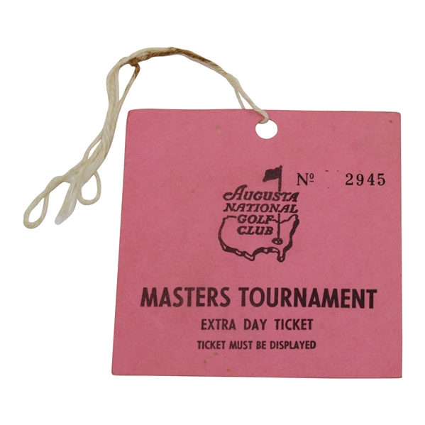Circa 1970's Masters Tournament 'Extra Day' Square Ticket #2945
