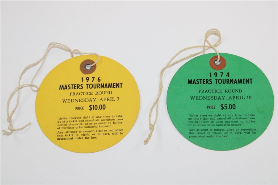 1974 & 1976 Masters Tournament Wednesday Tickets #8055 & #6564 - Par 3 Contest
