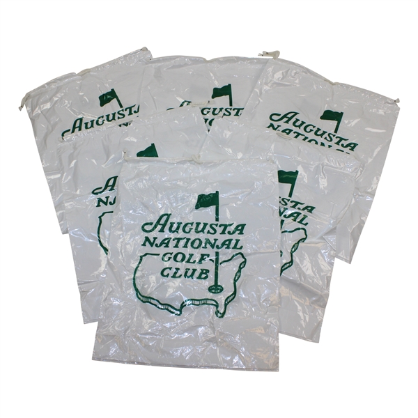 Six (6) Augusta National Golf Club Plastic Bags with Drawstrings