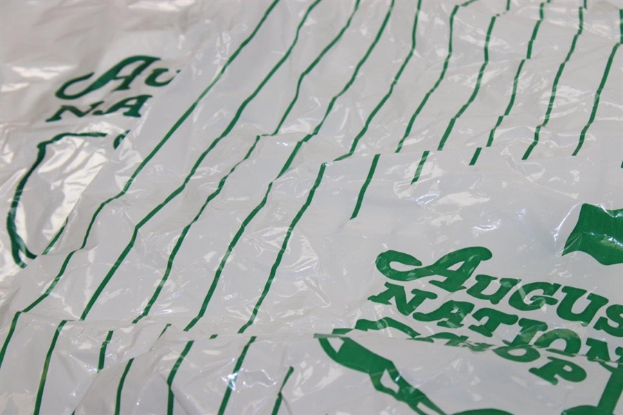 Seven (7) Augusta National Golf Club Plastic Bags with Drawstrings (One with Handles)