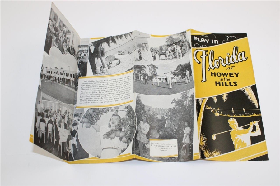 Vintage 'Play In Florida' at 'Howey In The Hills' Black & Gold Advertising/Travel Brochure
