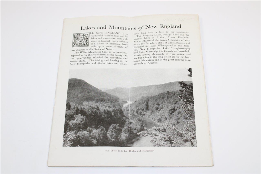 Vintage 'Lakes and Mountains of New England' Advertising Brochure Issued by US Railroad Administration