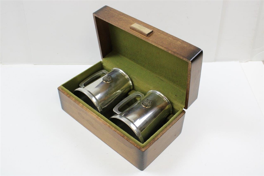 1970 National Golf Day Appreciation Pair of Pewter PGA Tankards in Presentation Box for Chairman Dugan Aycock