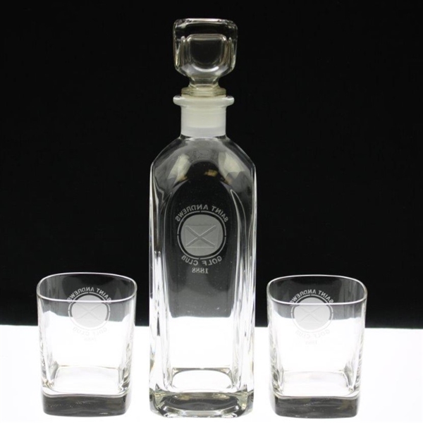 The Saint Andrew's Golf Club '1888' Glass Decanter with Two (2) Logo Glasses
