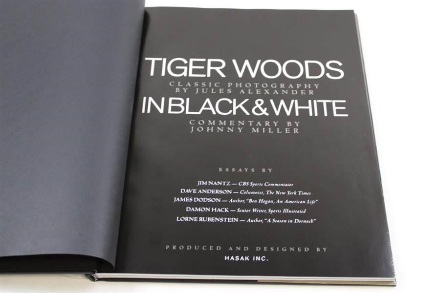 'Tiger Woods: In Black and White' 1st Ed Photography Book by Jules Alexander - Signed by Jules JSA ALOA