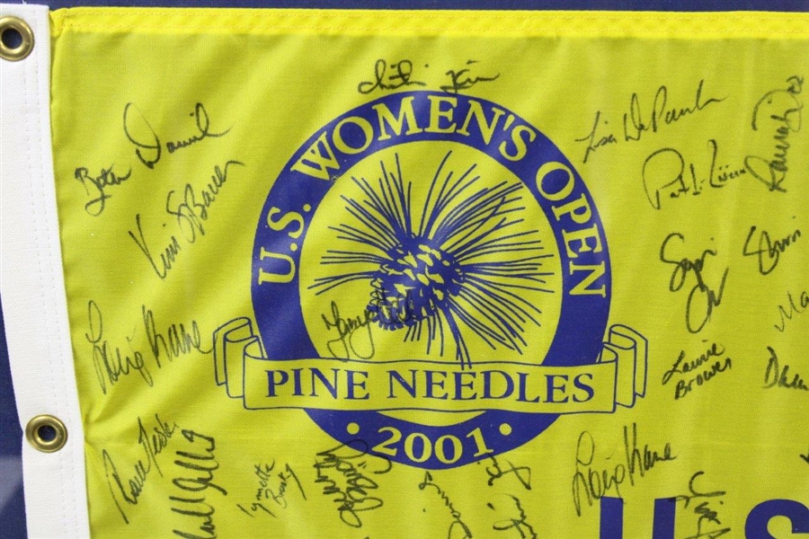 Multi-Signed 2001 US Women's Open at Pine Needles Flag - Framed JSA ALOA