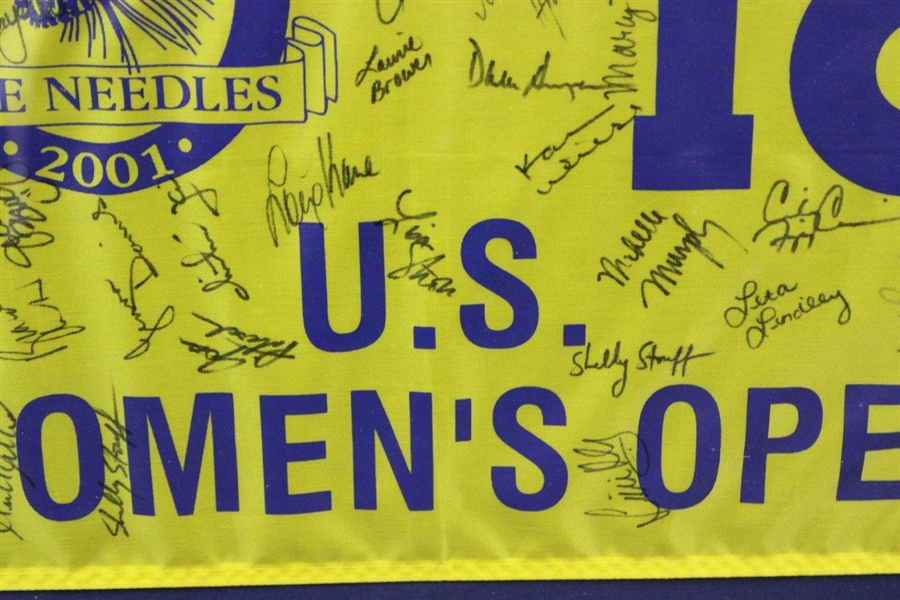 Multi-Signed 2001 US Women's Open at Pine Needles Flag - Framed JSA ALOA