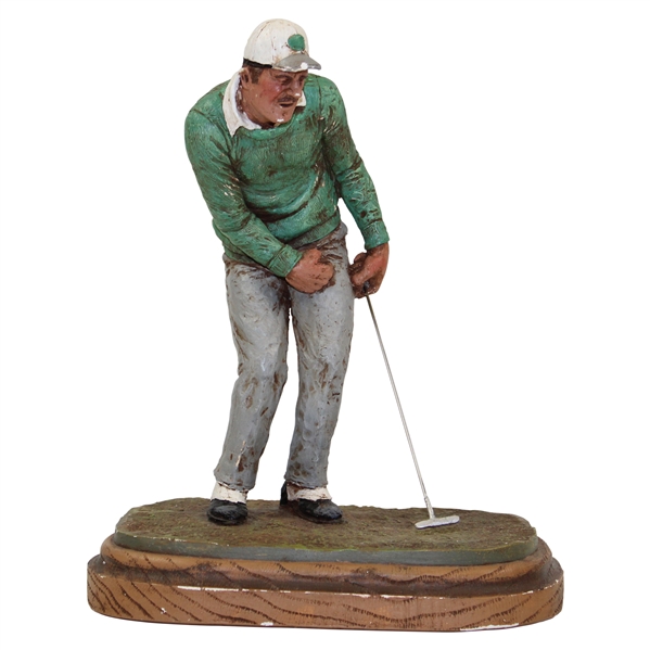 1987 Just Missed Putt Golfer Statue on Stand by Artist Michael Garmin