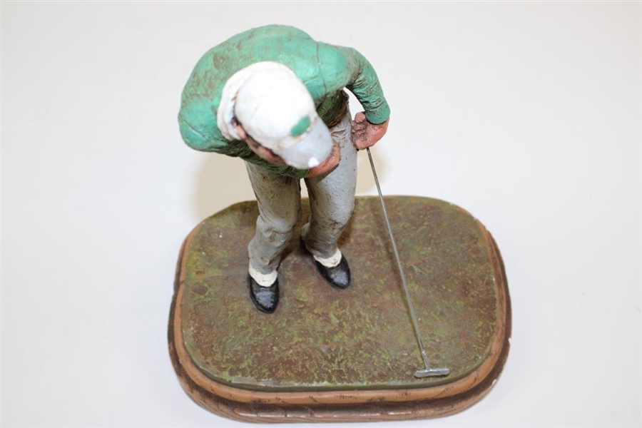 1987 Just Missed Putt Golfer Statue on Stand by Artist Michael Garmin