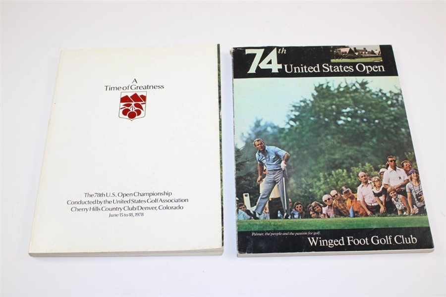1974 & 1978 US Open Championship Official Programs - Winged Foot GC & Cherry Hills CC