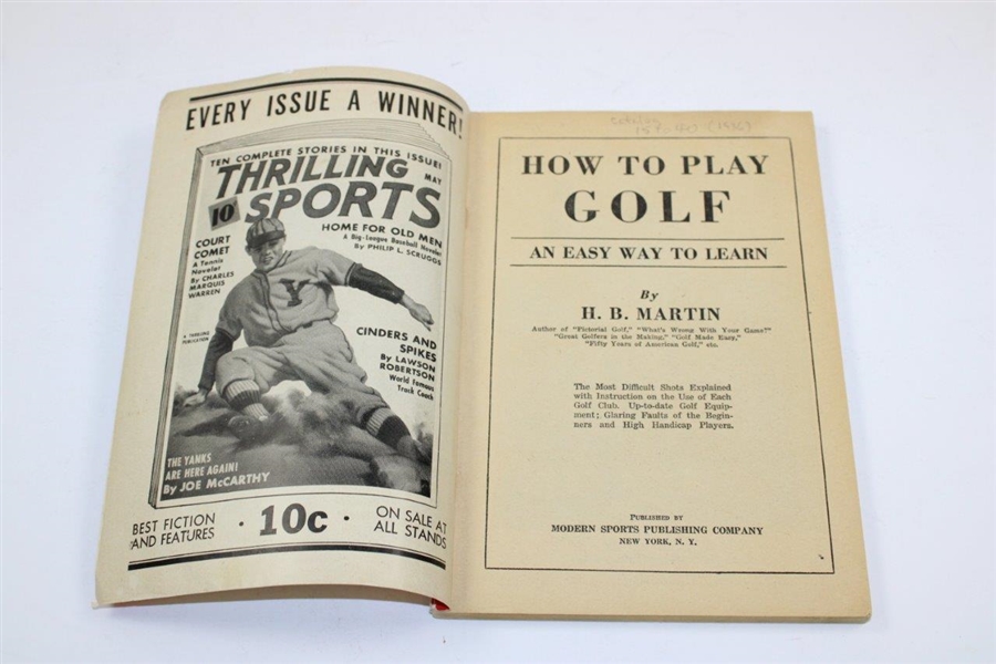 1936 'How To Play Golf: An Easy Way To Learn' Book by H.B. Martin