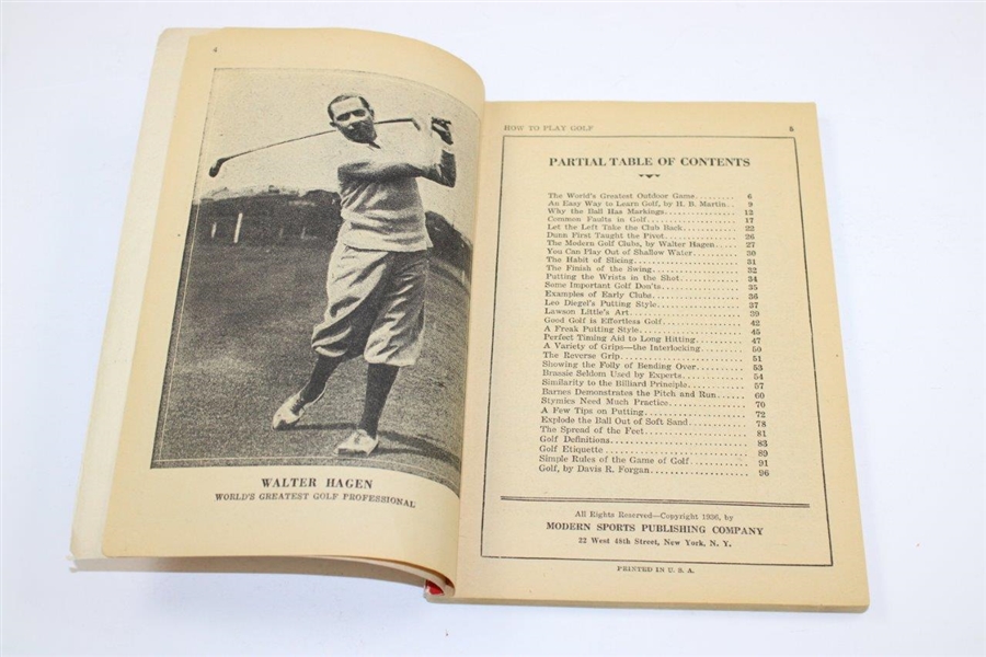 1936 'How To Play Golf: An Easy Way To Learn' Book by H.B. Martin