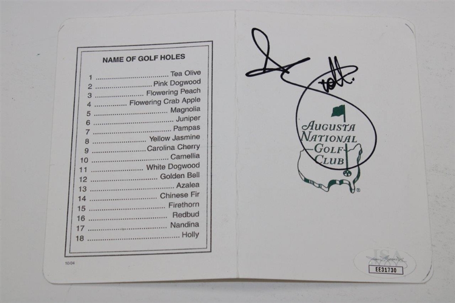 Adam Scott Signed Augusta National Golf Club Scorecard JSA #EE31730