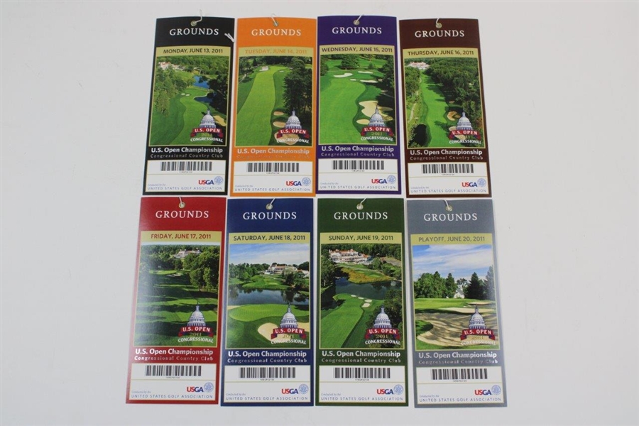 2011 US Open at Congressional Full Ticket Set - Mon-Playoff - Rorys 1st Major Win - 8 Tickets